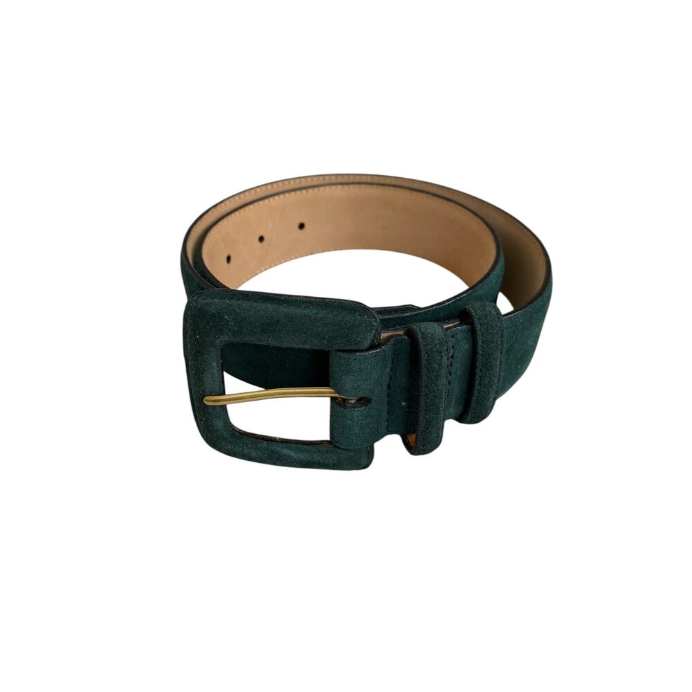 Lands' End Forest Suede Belt with Gold Buckle